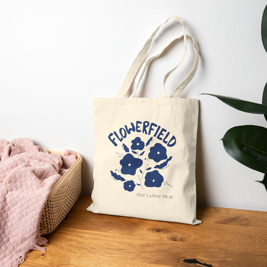 Flower Field Cotton Tote Bag - Eco Friendly